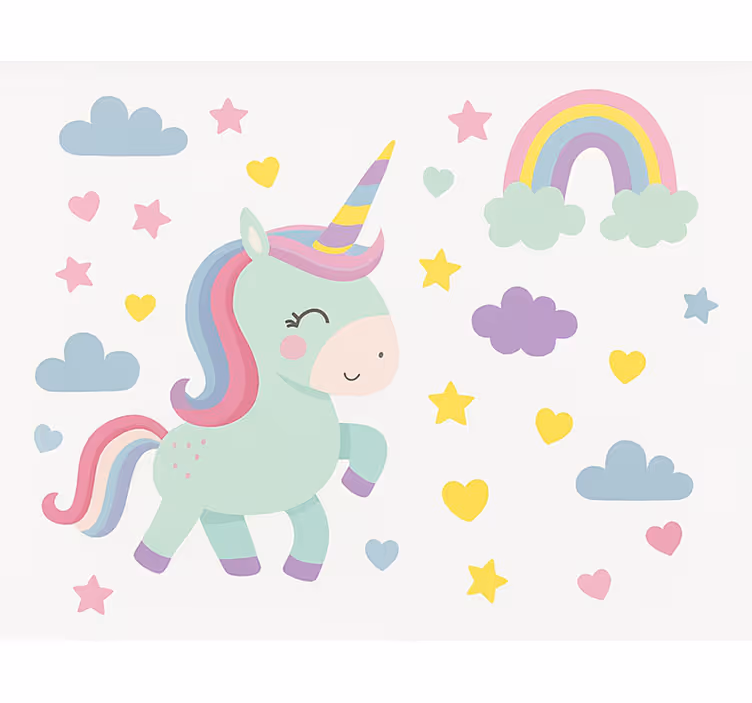 Barevný design jednorožce Roleta děti - TenStickers