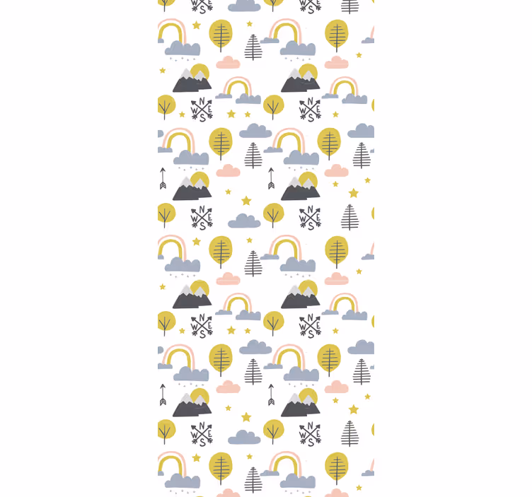 Roleta děti s minimalistickými stromy a duhou - TenStickers