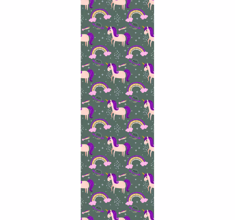Roleta děti jednorožci v růžové a zelené - TenStickers