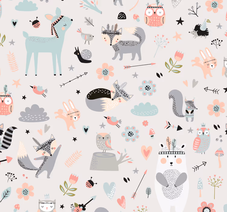 Roleta děti v růžovém lesním stylu nordic - TenStickers