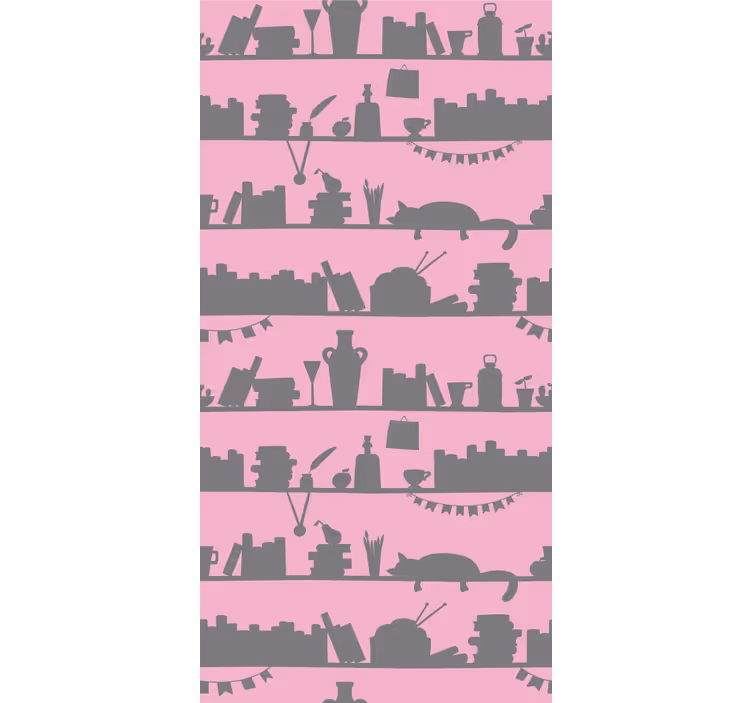 Moderní roleta růžová a šedá knihovna - TenStickers