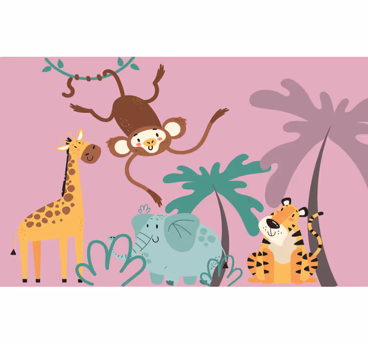 Fialová roleta s barevnými safari zvířaty - TenStickers