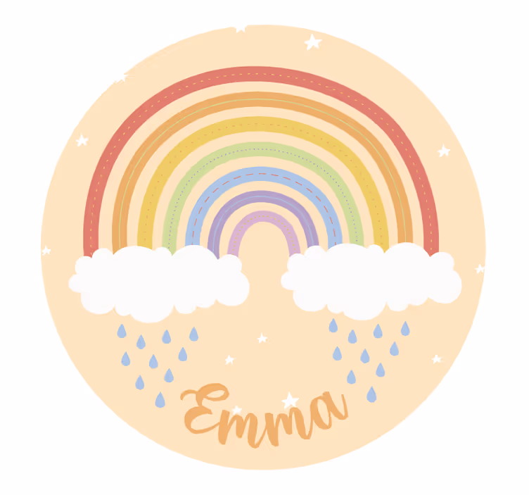 Béžová roleta s vodovkovou duhou a jménem - TenStickers