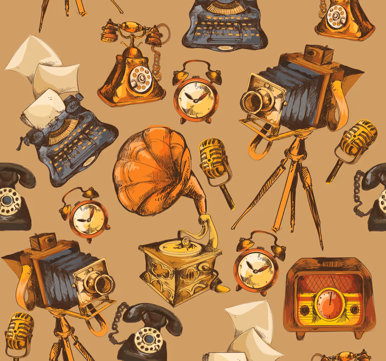 Vintage roleta koláž vintage předmětů - TenStickers