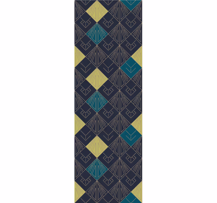 Vintage roleta s šedým a světle modrým art deco vzorem - TenStickers