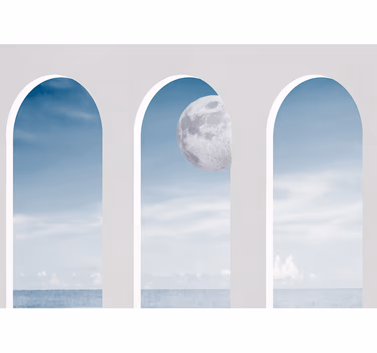 Roleta ložnice idylická noční luna v Řecku - TenStickers