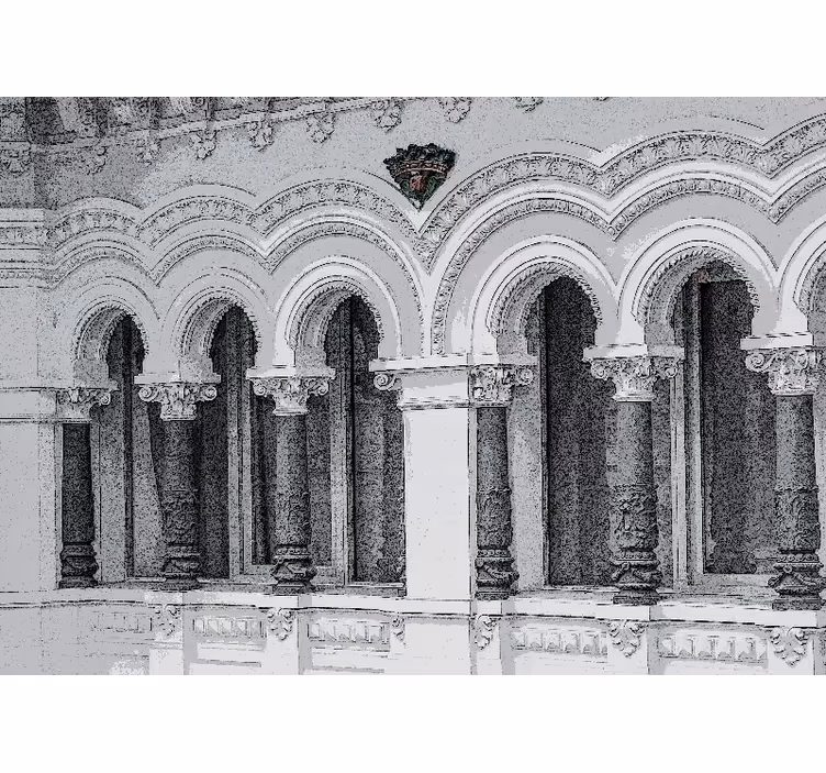 Roleta do obývacího pokoje ve stylu staré architektury 3d - TenStickers