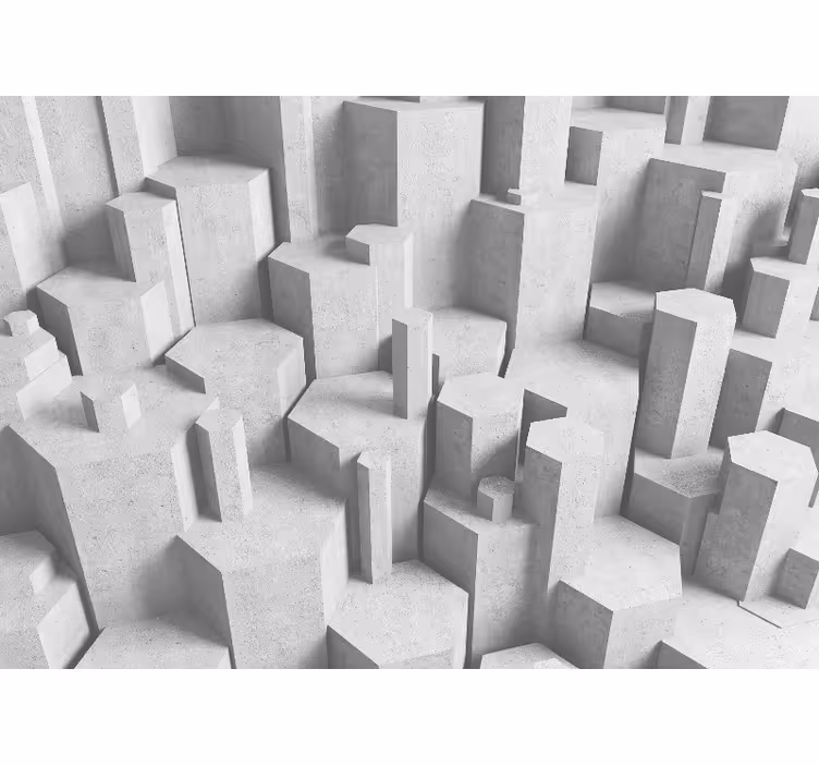Bílá roleta 3d betonové geometrické tvary - TenStickers