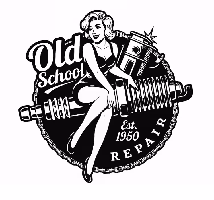 Roleta do obývacího pokoje retro garáže pinup - TenStickers