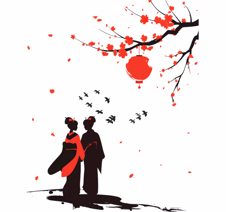Roleta ložnice japonské gejši - TenStickers
