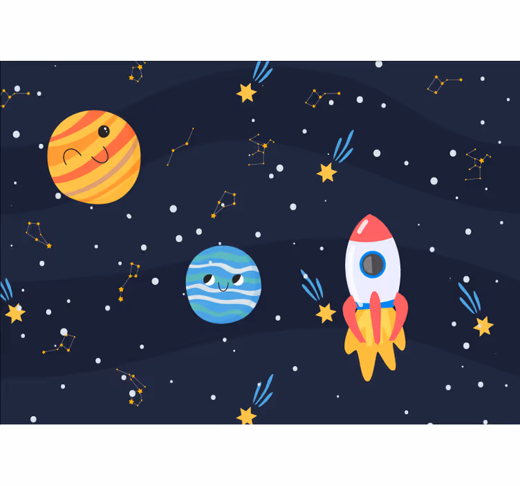 Roleta děti galaxie s vesmírnými loděmi a planetami - TenStickers