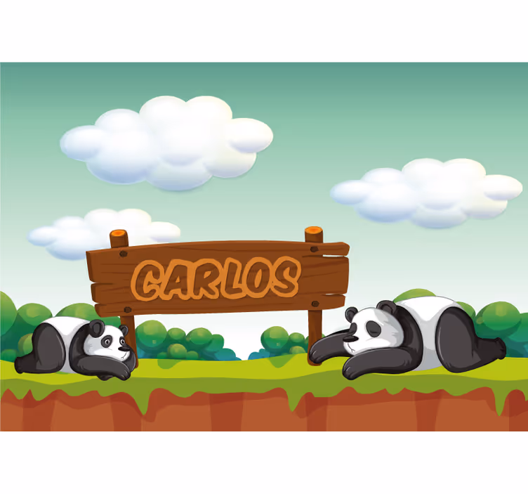 Roleta děti s personalizovaným jménem panda - TenStickers