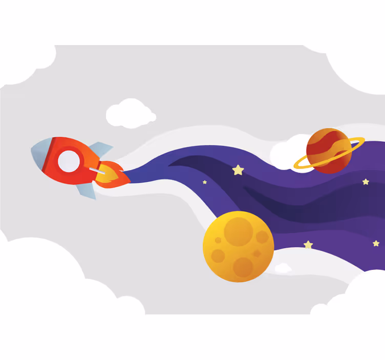 Roleta děti s kreslenou raketou do vesmíru - TenStickers