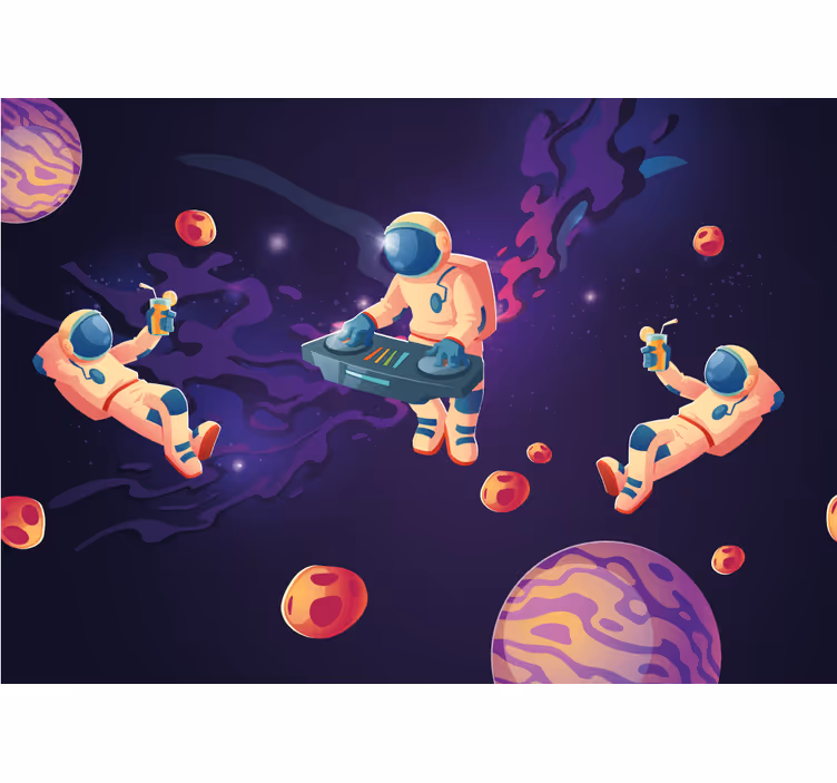 Roleta děti vesmírní astronauti v akci - TenStickers