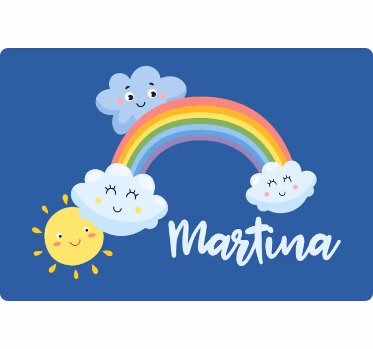 Roleta děti s obláčky a duhou s jménem - TenStickers
