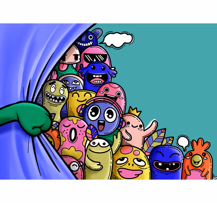 Roleta děti s veselými monstry - TenStickers