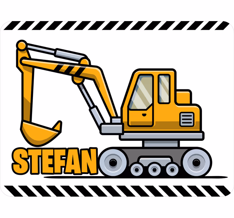 Roleta děti s žlutým kresleným bagrem a jménem - TenStickers