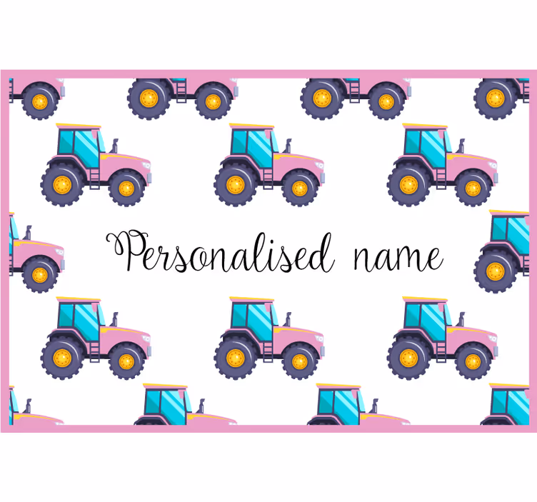 Roleta děti s růžovým personalizovaným traktorem - TenStickers