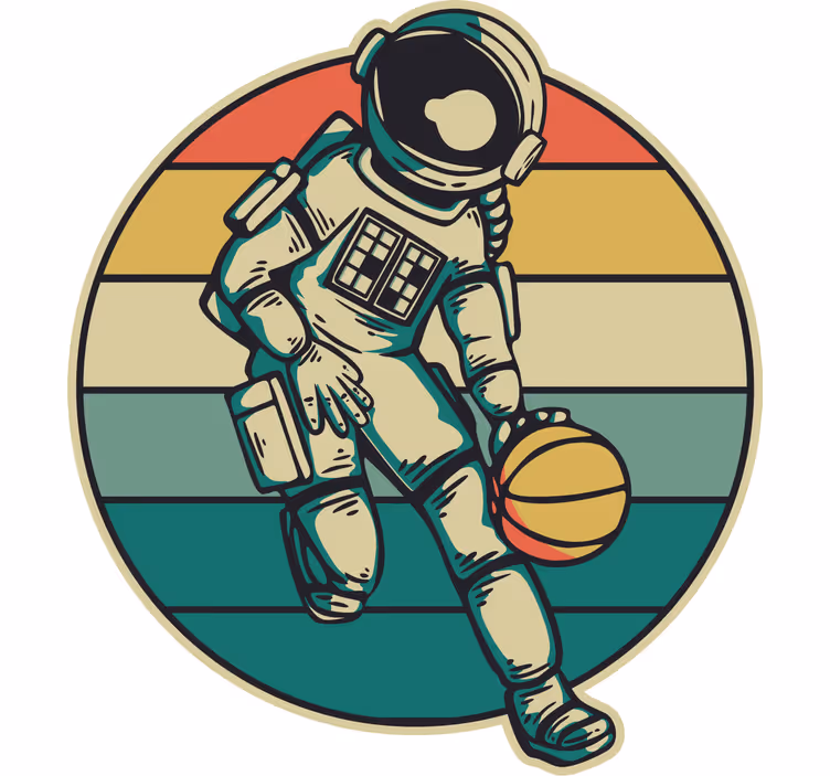 Roleta děti s vintage astronautem hrajícím basketbal - TenStickers