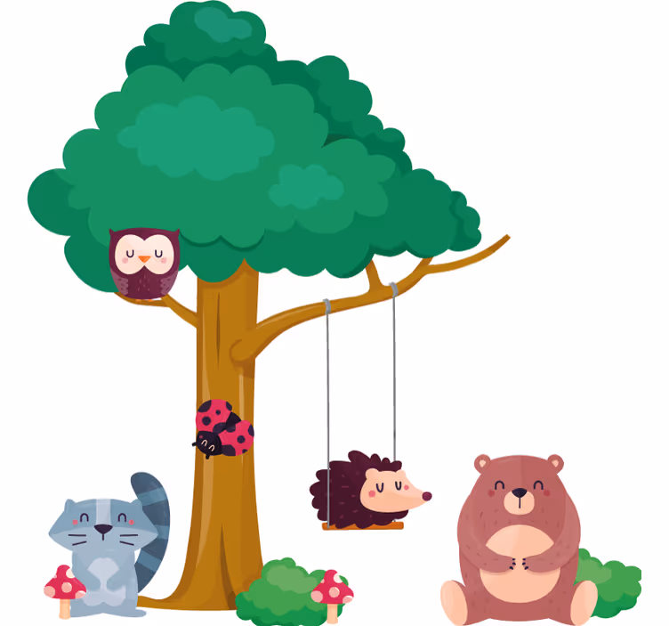 Roleta děti zvířátka v lese u houpačky - TenStickers