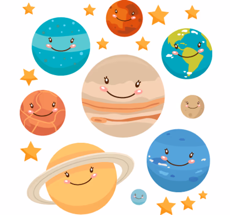 Roleta děti s nálepkami planet sluneční soustavy - TenStickers