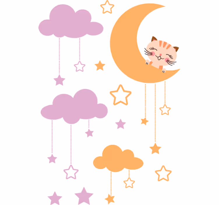 Roleta děti s motivem měsíce a kočky - TenStickers