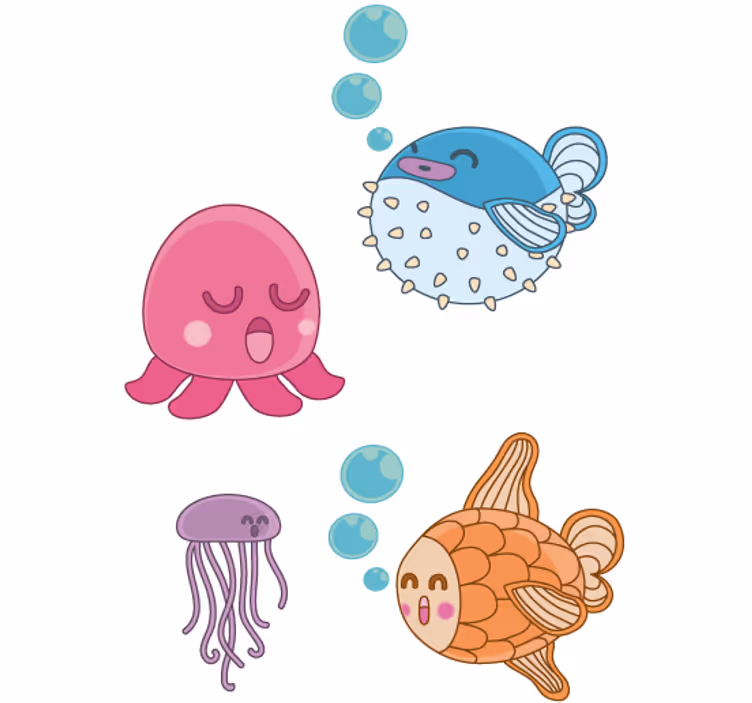 Roleta děti s rybičkami ilustrace - TenStickers