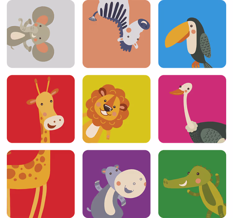 Roleta děti barevné dlaždice se zvířaty - TenStickers