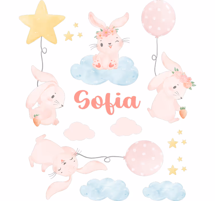 Roleta děti růžové balónky se zajíčky - TenStickers