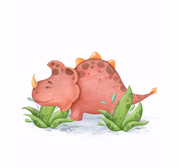 Roleta děti se severským dinosaurem a červenými rohy - TenStickers