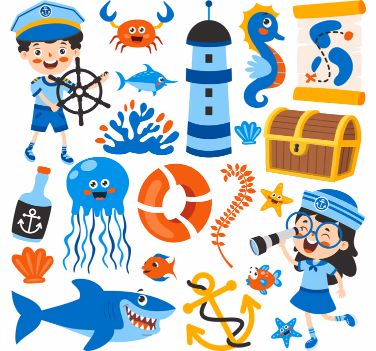 Roleta děti pirát a mořský život - TenStickers