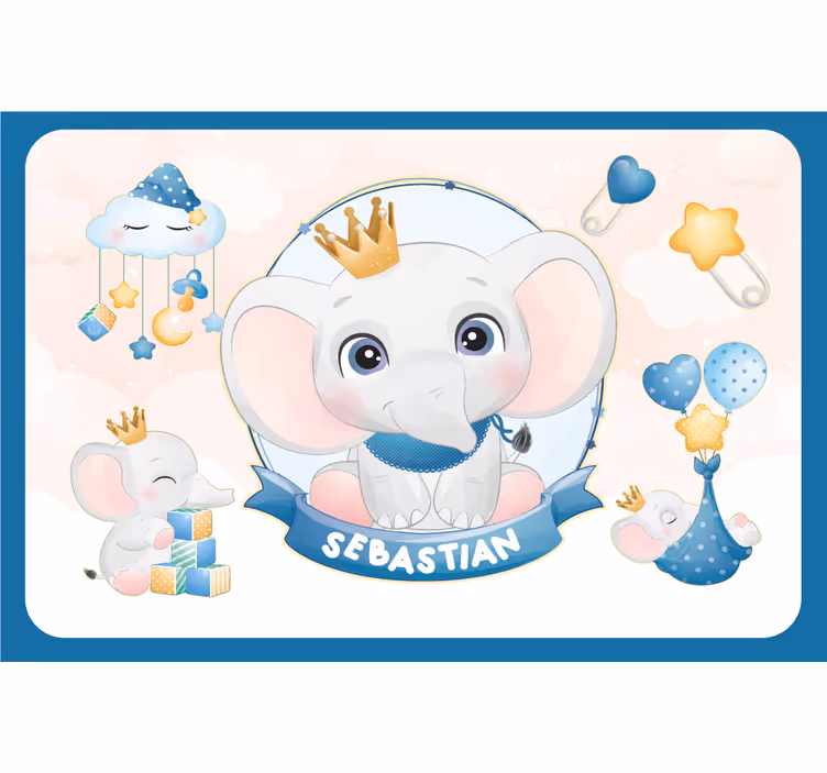 Roleta děti sloník pro chlapce s jménem - TenStickers