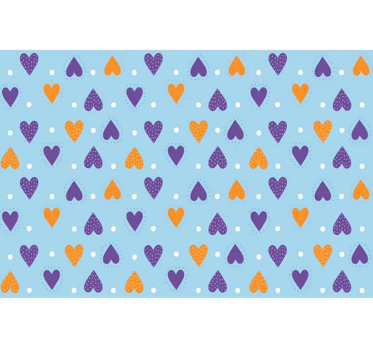 Roleta děti s fialovými a oranžovými srdíčky na modré - TenStickers