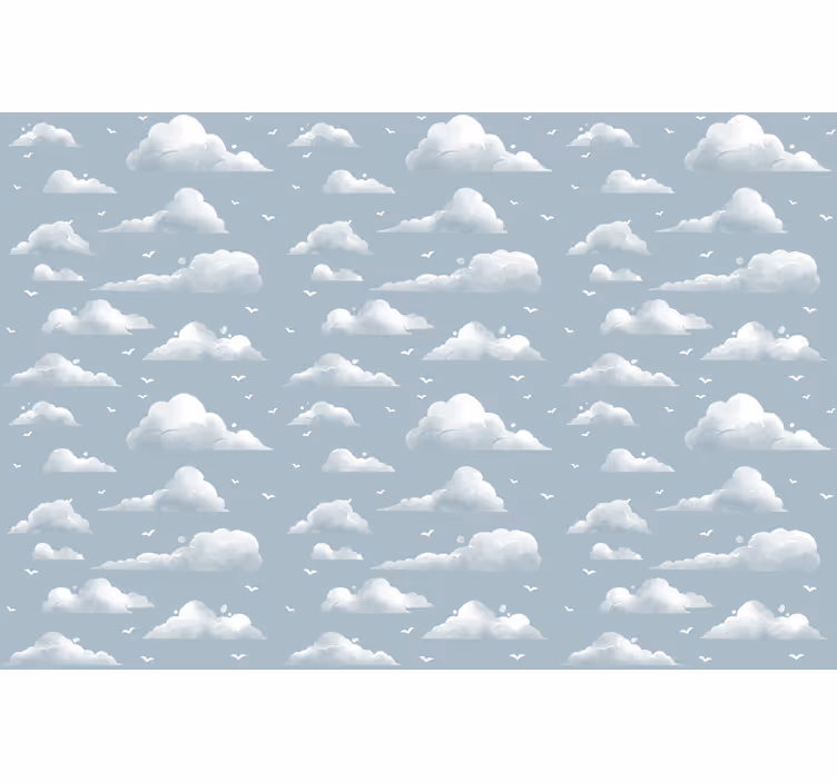 Roleta děti šedý design 80. let s mraky a ptáky - TenStickers