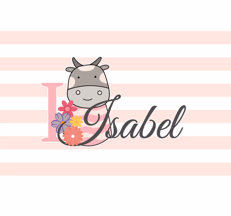 Roleta děti s roztomilou krávou a jménem - TenStickers