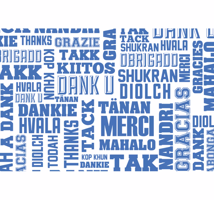 Modrá roleta děkujeme ve všech jazycích - TenStickers