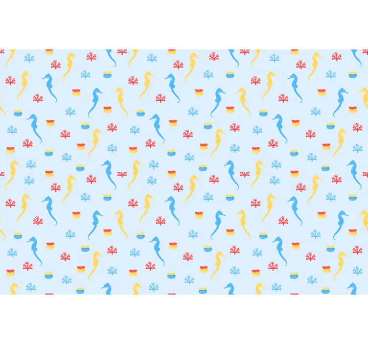 Modrá roleta mořský koník a korál - TenStickers