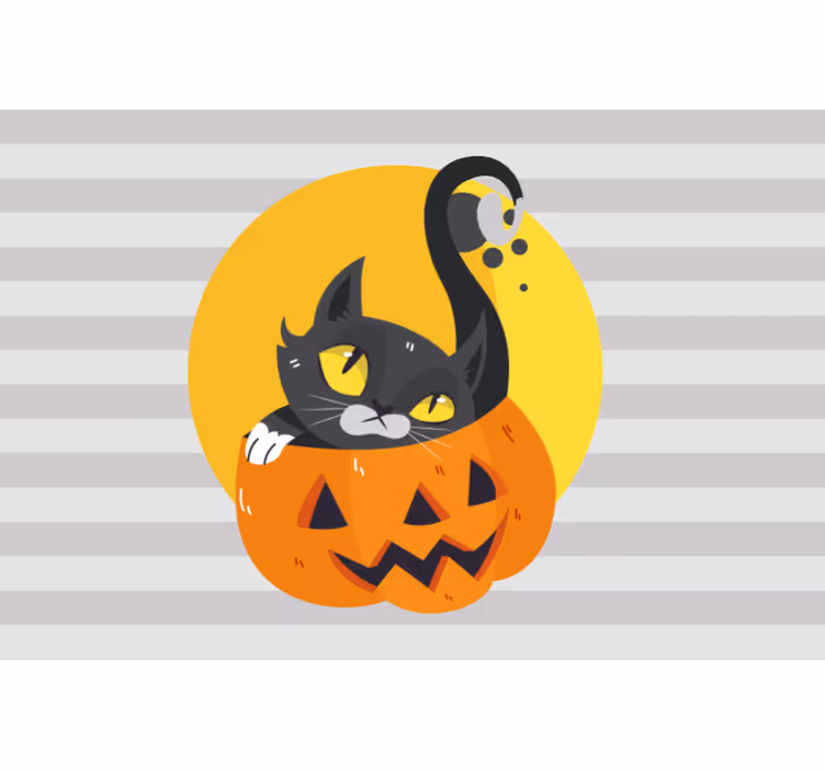 Šedá roleta dýně a Černá kočka - TenStickers