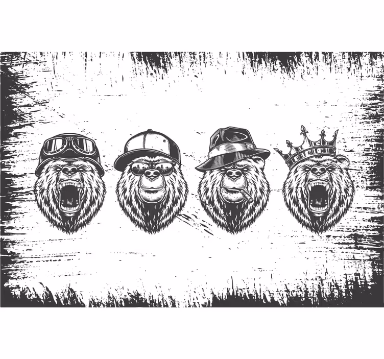 Šedá roleta medvěd ve vintage stylu - TenStickers