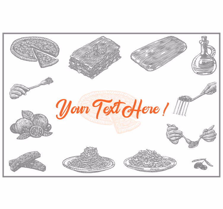Šedá roleta italské gastronomické ikony s textem - TenStickers