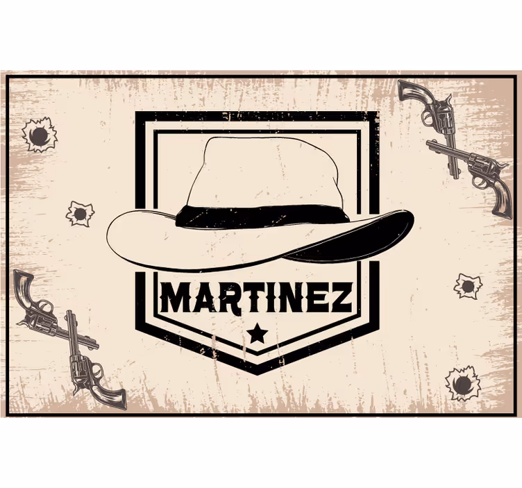 Béžová roleta s cowboyským kloboukem s jménem - TenStickers