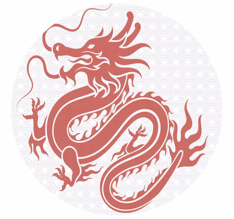 Roleta ložnice s tibetskými draky na bílém pozadí - TenStickers