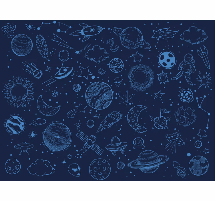 Roleta děti s mnoha vesmírnými symboly - TenStickers
