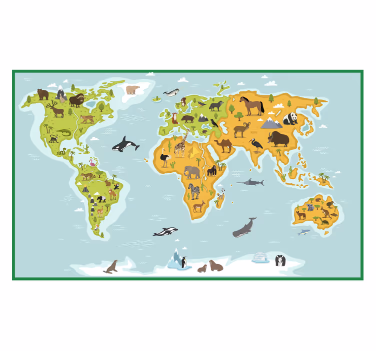 Roleta děti modrá vintage mapa světa - TenStickers