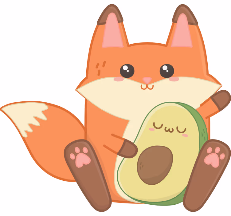 Roleta děti kawaii liška s avokádem - TenStickers