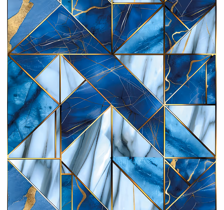 Roleta textura a vzor geometrická modrá mramor a zlatý efekt - TenStickers