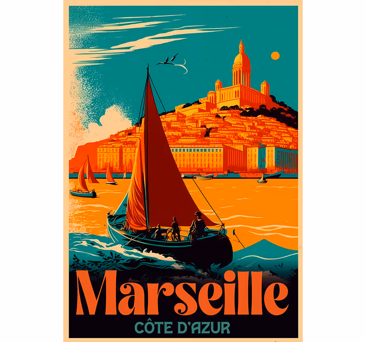 Vintage roleta marseille azurové pobřeží - TenStickers