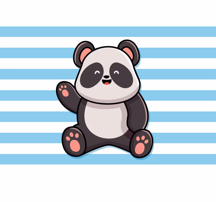 Zábavní roleta Šťastná panda na pruhovaném pozadí - TenStickers