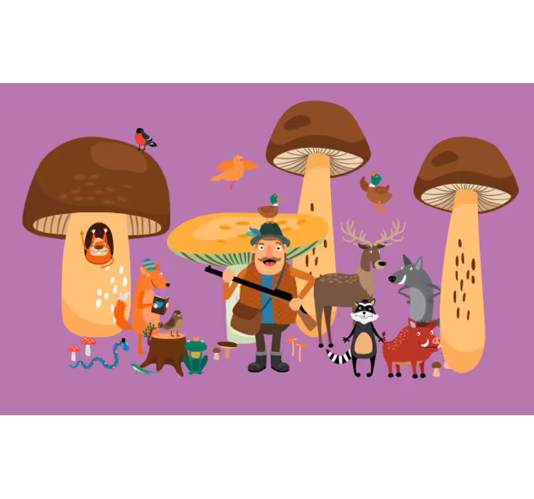 Zábavní roleta ptáci v houbovém lese - TenStickers