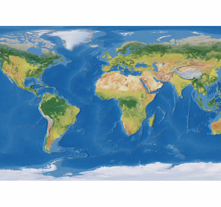 Roleta s mapou světa realistická geografická - TenStickers